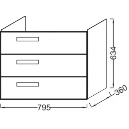 Модуль под раковину Rythmik 79,5х36х63,4 см, малиновый блестящий, 3 выдвижных ящика EB1308-R3 Jacob Delafon