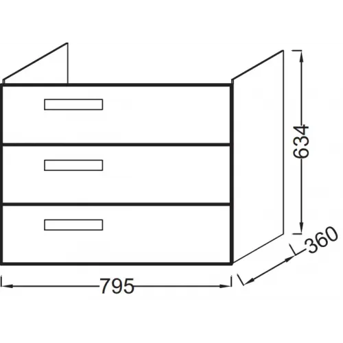 Модуль под раковину Rythmik 79,5х36х63,4 см, малиновый блестящий, 3 выдвижных ящика EB1308-R3 Jacob Delafon