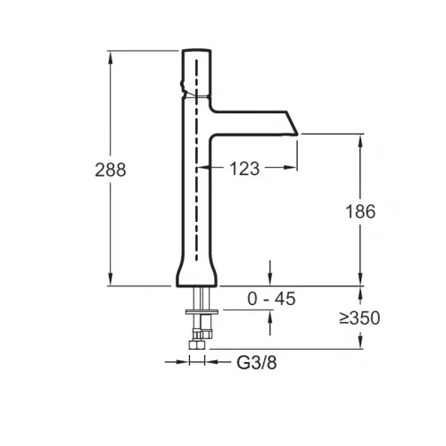 Смеситель для умывальника Toobi полированный никель, высокий, неповоротный излив, никель, без донного клапана E8960-BN Jacob Delafon