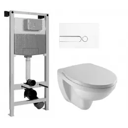 Комплект унитаза с инсталляцией Patio с белой клавишей, с микролифтом, безободковый, с кнопкой E5504-NF-M30 Jacob Delafon