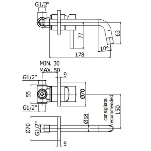 Смеситель для раковины Paffoni Light LIG006CR70
