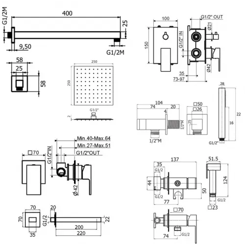 Комплект для душа Plumberia Selection TAG KITZTG18NO220