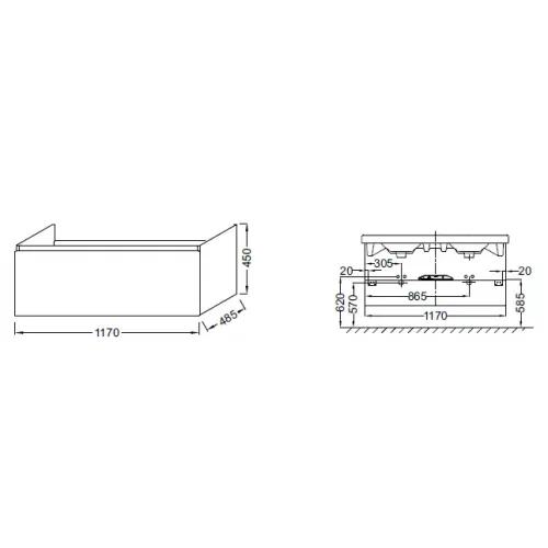 Модуль под раковину Odeon Up 117х48,5х45 см, черное дерево EB887-E15 Jacob Delafon