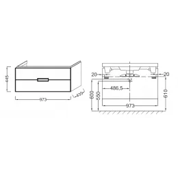 Модуль под раковину Reve 97х43,5х44,5 см, ледяной коричневый лак, 2 выдвижных ящика EB1136-N23 Jacob Delafon
