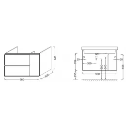 Модуль под раковину Soprano 96х53,5х63,4 см, квебекский дуб, 2 ящика и 1 бутылочница EB1334-E10 Jacob Delafon