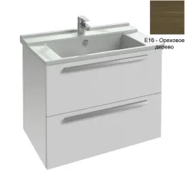 Модуль с раковиной Struktura 80 см, ореховое дерево, 1 отверстие для смесителя, 2 ящика, подвесной монтаж EXH112-00+EB1277-E16 Jacob Delafon