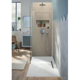 Душевой сет со стеновой панелью Ecrin 100х233,5 см, облачно-серый, в угол, круглая лейка, термостат, верхний душ, с лейкой E80301-D35 Jacob Delafon
