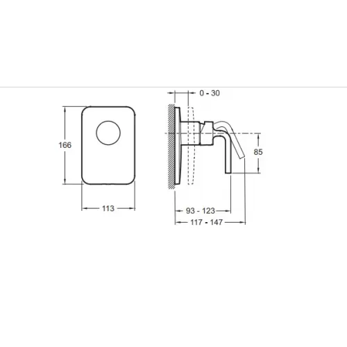 Лицевая часть встраиваемого смесителя Purist 1 функция E98709-CP Jacob Delafon