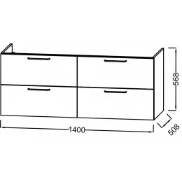Модуль под раковину Odeon Rive Gauche 140х50,8х56,8 см, 4 ящика, ручки золото, пыльная роза сатин EB2526-R8-S42 Jacob Delafon
