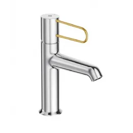 Смеситель для умывальника Odeon Rive Gauche ручка - золото, неповоротный излив, без донного клапана E21029-GLD-CP Jacob Delafon