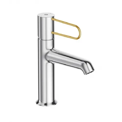 Смеситель для умывальника Odeon Rive Gauche ручка - золото, неповоротный излив, без донного клапана E21029-GLD-CP Jacob Delafon