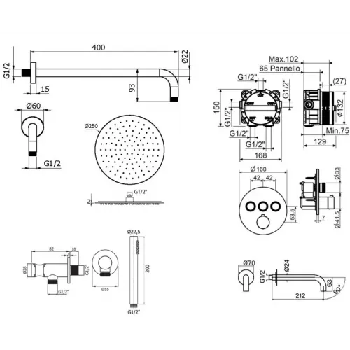 Комплект для душа Plumberia Selection PS BOX KITPSB03NO60