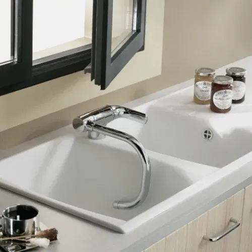 Смеситель для умывальника Nateo излив наклоняется вперед, поворотный излив, без донного клапана E76250.CP Jacob Delafon