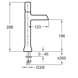 Смеситель для умывальника Toobi высота 28,8 см, неповоротный излив, без донного клапана E8960-CP Jacob Delafon