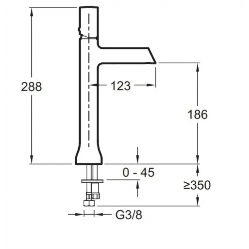 Смеситель для умывальника Toobi высота 28,8 см, неповоротный излив, без донного клапана E8960-CP Jacob Delafon