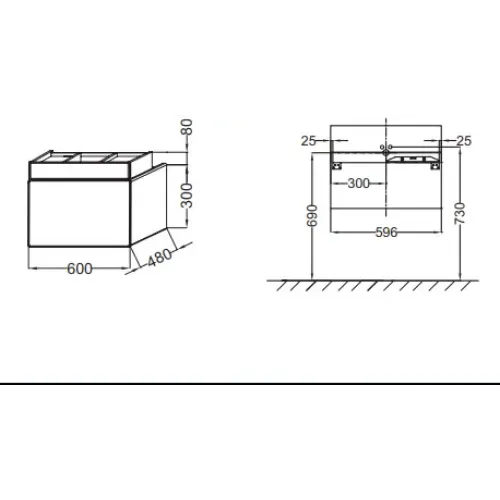 Модуль под раковину Terrace 60х48х38 см, серый антрацит глянцевый, верхний ящик из цельного дерева, система push-to-open EB1185-442 Jacob Delafon