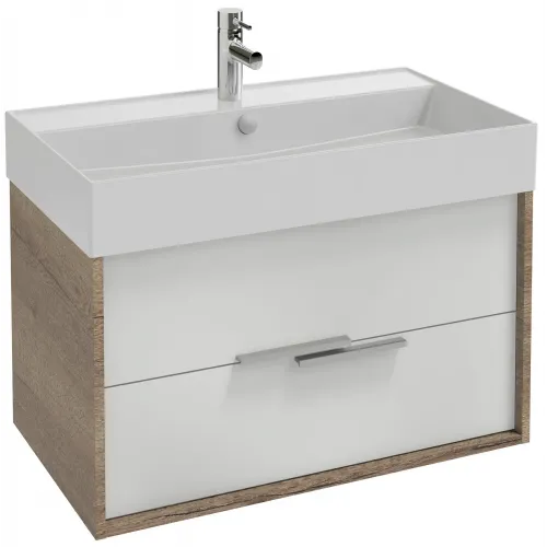 Модуль под раковину Vivienne 80х46х45 см, корпус: дуб табак, фасад: белый сатин, без ручек EB1584-E52-F30 Jacob Delafon