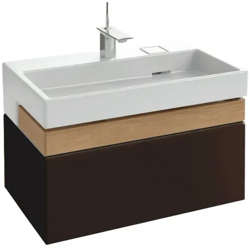 Модуль с раковиной Terrace 80 см, серый антрацит блестящий, 1 ящик для аксессуаров, 1 выдвижной ящик, подвесной монтаж, система push-to-open EXD112-00+EB1186-442 Jacob Delafon