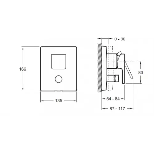Лицевая часть встраиваемого смесителя Strayt 2 функции E98633-CP Jacob Delafon