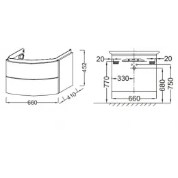 Модуль под раковину Presqu'ile 66х41х45,2 см, серый титан сатин, 2 выдвижных ящика EB1103-R-S21 Jacob Delafon
