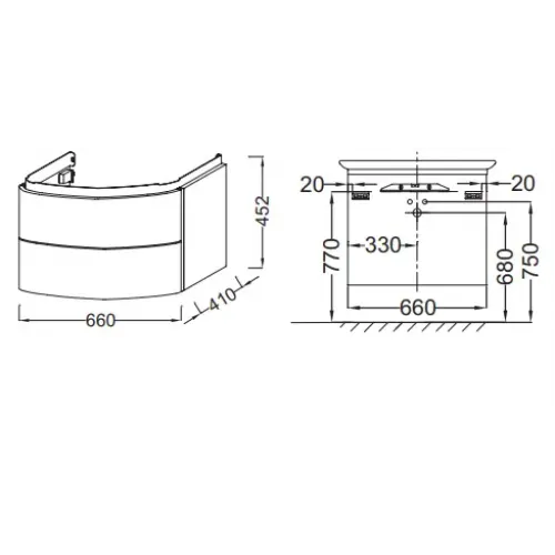 Модуль под раковину Presqu'ile 66х41х45,2 см, серый титан сатин, 2 выдвижных ящика EB1103-R-S21 Jacob Delafon