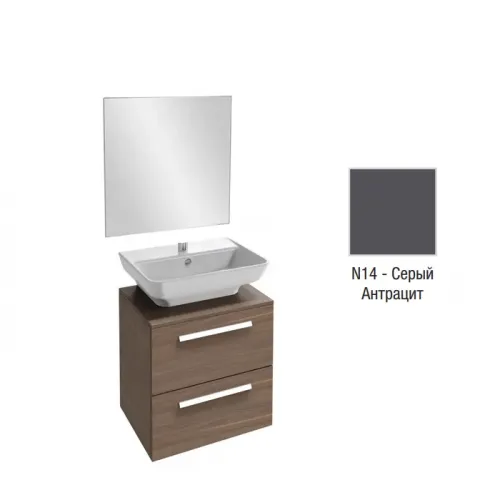 Комплект мебели для ванной Struktura 65 см, серый антрацит, 2 ящика, без подсветки, подвесной монтаж EB1080-NF+EGC111-Z-00+EB1383-N14 Jacob Delafon