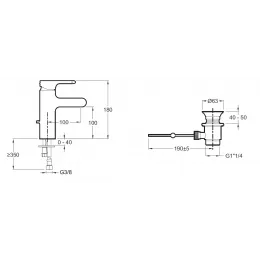 Смеситель для умывальника Singulier неповоротный излив, с донным клапаном E10860-СР Jacob Delafon