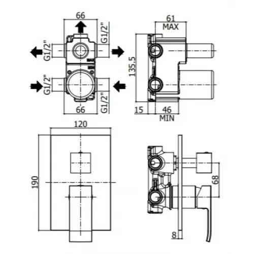 Смеситель для душа Paffoni Elle EL019NO/M