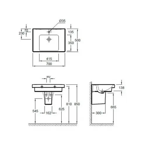 Модуль с раковиной Odeon Up 70 см, медный бетон, подвесной монтаж E4732-00+EB992-N28 Jacob Delafon