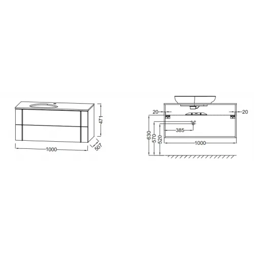 Модуль под раковину Nouvelle Vague 100х50х47,1 см, коричневая кожа EB3040-NR2 Jacob Delafon