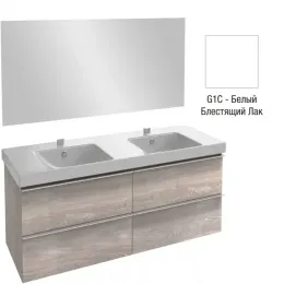 Комплект мебели для ванной Odeon Up 140 см, белый блестящий, 4 выдвижных ящика, двойная, полотно, подвесной монтаж E4779-00+EB1190-NF+EB997-G1C Jacob Delafon