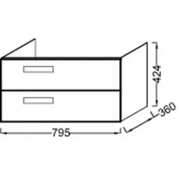 Модуль под раковину Rythmik 79,5х36х42,4 см, ледяной коричневый блестящий, 2 выдвижных ящика с доводчиками EB1302-N23 Jacob Delafon