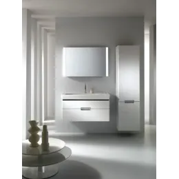 Комплект мебели для ванной Reve 100 см, белый блестящий лак, 2 ящика, 1 отверстие для смесителя, с подсветкой, подвесной монтаж E4801-00+EB1136-G1C+EB576-NF Jacob Delafon
