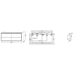 Модуль под раковину Odeon Up 137х48,5х53 см, серый антрацит глянцевый, 4 ящика EB997-442 Jacob Delafon