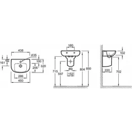 Комплект мебели для ванной Odeon Up 50 см, дуб шампань, высокое зеркало, отверстие для смесителя, подвесной монтаж EB1081-NF+E4760-00+EB999D-E19 Jacob Delafon