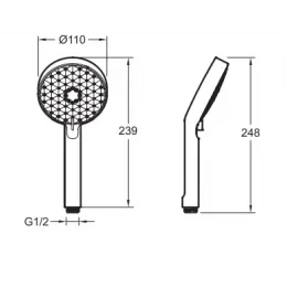 Душевая лейка Awaken 3 режима, без шланга E72415RU-CP Jacob Delafon