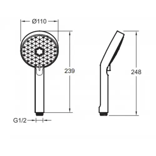Душевая лейка Awaken 3 режима, без шланга E72415RU-CP Jacob Delafon