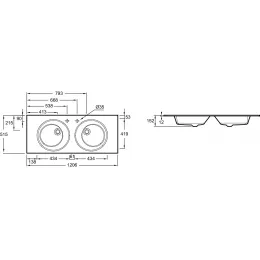 Встраиваемая сверху раковина Odeon Rive Gauche 121х51 см, матовый черный, стекло, с отв. под смеситель EB2565-DE2 Jacob Delafon
