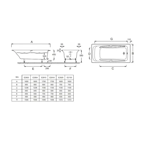 Чугунная ванна Repos 170х80 см, антискользящее покр. E2918-00 Jacob Delafon