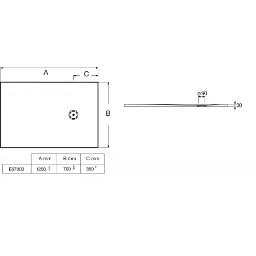 Поддон Singulier 120х70х3 см, антискользящее покрытие, белый, прямоугольный, Neoroc E67003-SHM Jacob Delafon