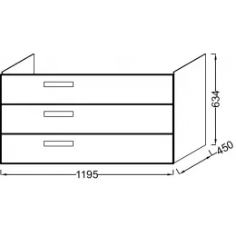 Модуль под раковину Rythmik 119,5х45х63,4 см, 3 ящика, белый глянцевый EB1311-N18 Jacob Delafon