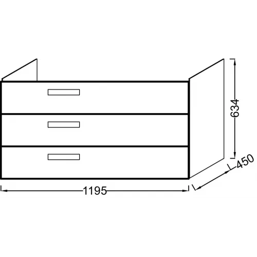 Модуль под раковину Rythmik 119,5х45х63,4 см, 3 ящика, белый глянцевый EB1311-N18 Jacob Delafon