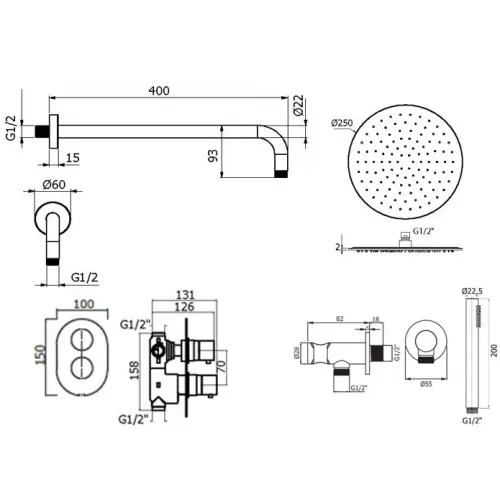 Комплект для душа Plumberia Selection IXO KITXOT18CR