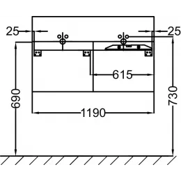 Модуль под раковину Terrace 120х48х38 см, темно-синий глянцевый, верхний ящик из цельного дерева, система push-to-open EB1188-G98 Jacob Delafon