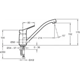 Смеситель для кухни Brive с экономичным расходом воды, поворотный излив E78115-CP Jacob Delafon