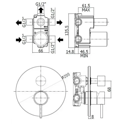 Смеситель для душа Paffoni Light LIG019BO