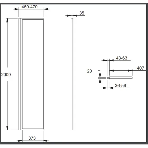 Душевая перегородка Walk-In Nouvelle Vague 40х200 см, зеркальн., 6 мм, черный профиль E94WS40-MZ Jacob Delafon