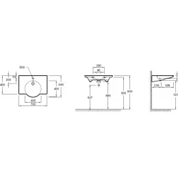 Подвесная раковина Spherik 70х54,5х7,5 см, одно отверстие для смесителя, санфарфор E4492-00 Jacob Delafon
