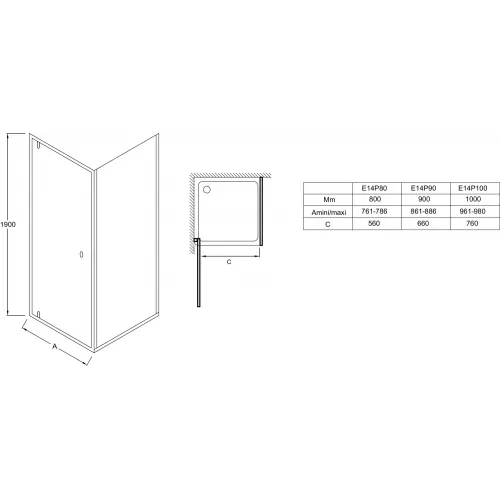 Душевая дверь Serenity 100х190 см, распашная, 6 мм E14P100-GA Jacob Delafon