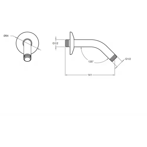 Настенный кронштейн для верхнего душа Moxie под углом 45° E11626-CP Jacob Delafon